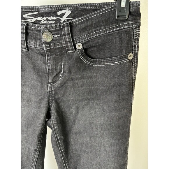 Seven7 Jeans Women's Size 8 Skinny Dark Wash Five Pockets Stretch Denim Black - Picture 3 of 13